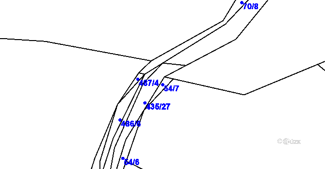 Parcela st. 54/7 v KÚ Bučí, Katastrální mapa
