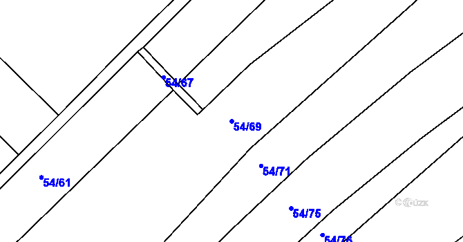Parcela st. 54/69 v KÚ Bučí, Katastrální mapa