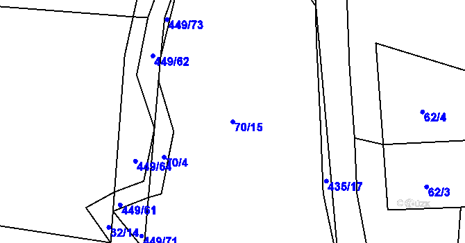Parcela st. 70/15 v KÚ Bučí, Katastrální mapa