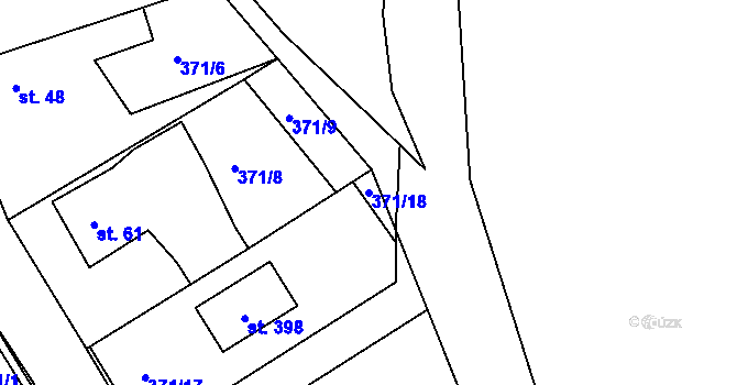 Parcela st. 371/18 v KÚ Bučí, Katastrální mapa