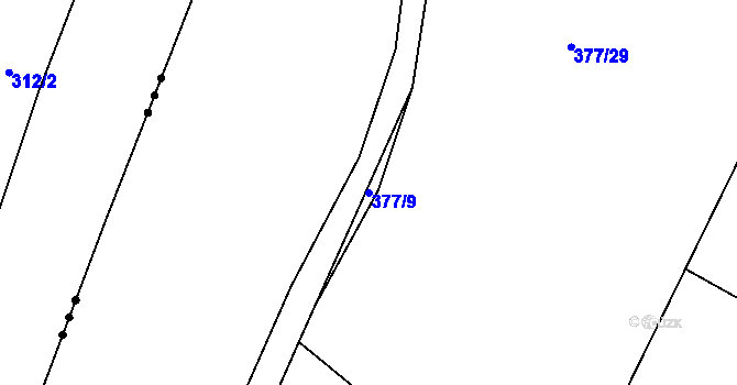 Parcela st. 377/9 v KÚ Bučí, Katastrální mapa