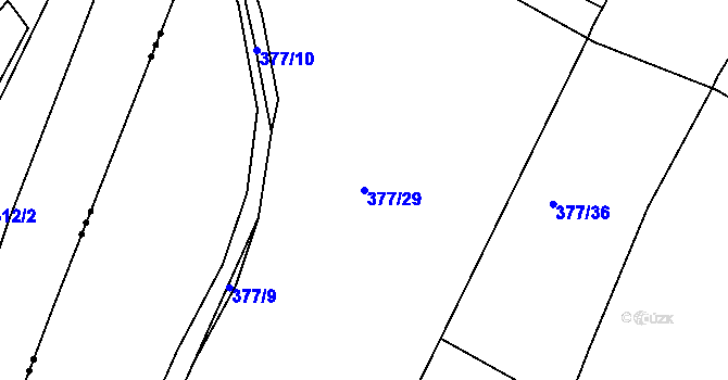 Parcela st. 377/29 v KÚ Bučí, Katastrální mapa