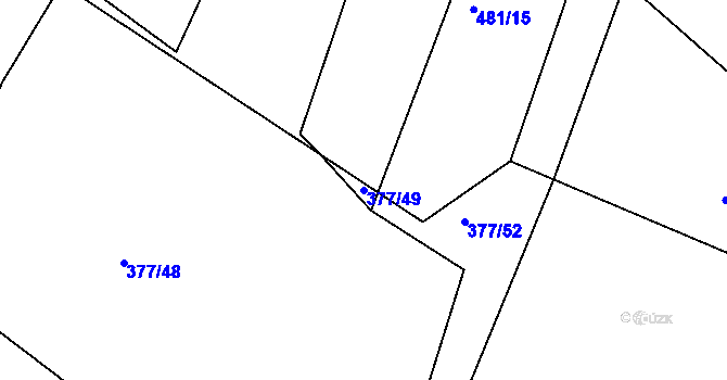 Parcela st. 377/49 v KÚ Bučí, Katastrální mapa