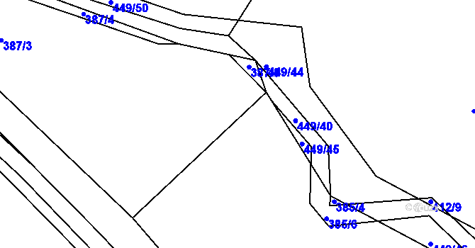 Parcela st. 385/3 v KÚ Bučí, Katastrální mapa