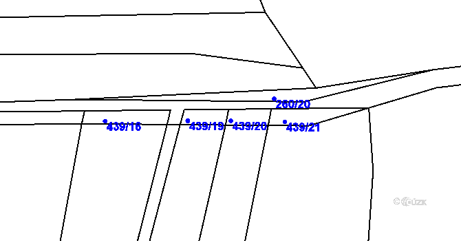 Parcela st. 439/20 v KÚ Bučí, Katastrální mapa