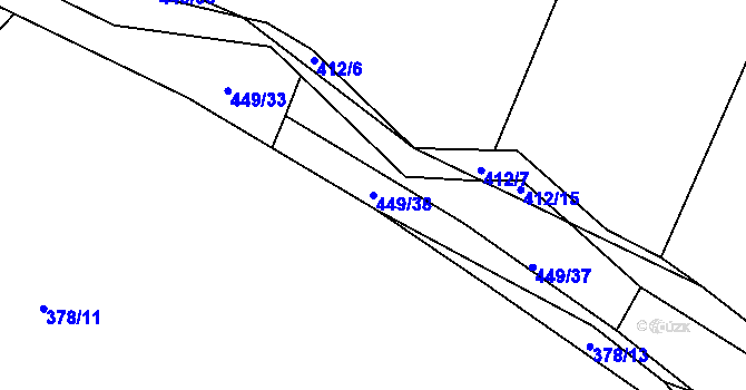 Parcela st. 449/38 v KÚ Bučí, Katastrální mapa