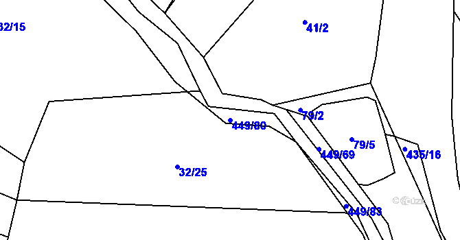 Parcela st. 449/80 v KÚ Bučí, Katastrální mapa