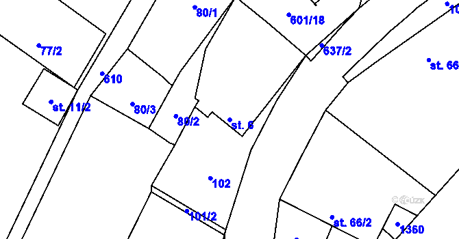 Parcela st. 6 v KÚ Bučina, Katastrální mapa