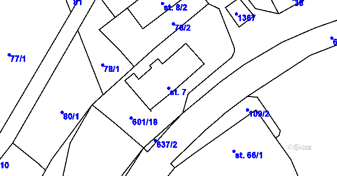 Parcela st. 7 v KÚ Bučina, Katastrální mapa