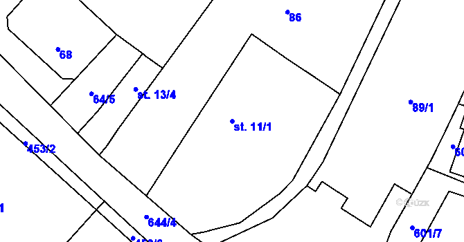 Parcela st. 11/1 v KÚ Bučina, Katastrální mapa