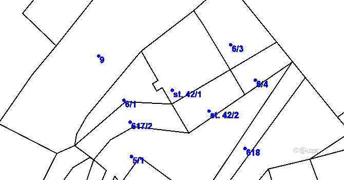 Parcela st. 42/1 v KÚ Bučina, Katastrální mapa