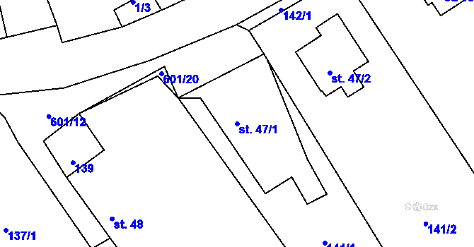 Parcela st. 47/1 v KÚ Bučina, Katastrální mapa