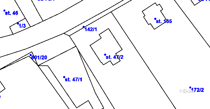 Parcela st. 47/2 v KÚ Bučina, Katastrální mapa