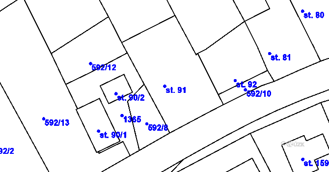 Parcela st. 91 v KÚ Bučina, Katastrální mapa
