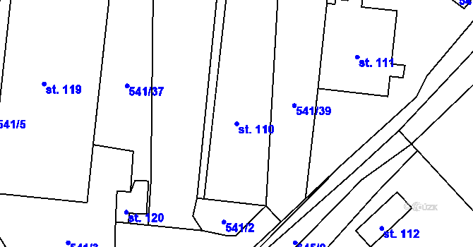 Parcela st. 110 v KÚ Bučina, Katastrální mapa