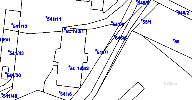 Parcela st. 541/7 v KÚ Bučina, Katastrální mapa