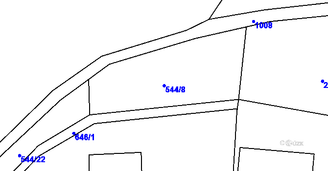 Parcela st. 544/8 v KÚ Bučina, Katastrální mapa