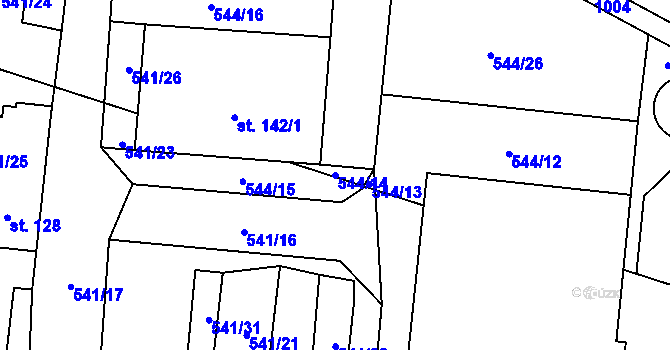 Parcela st. 544/14 v KÚ Bučina, Katastrální mapa