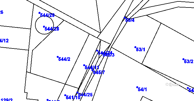 Parcela st. 544/24 v KÚ Bučina, Katastrální mapa