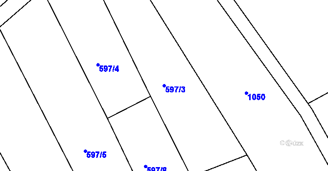 Parcela st. 597/3 v KÚ Bučina, Katastrální mapa