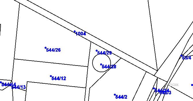 Parcela st. 544/29 v KÚ Bučina, Katastrální mapa