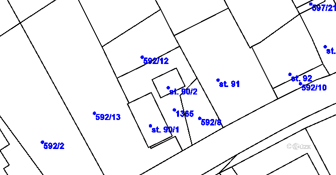 Parcela st. 90/2 v KÚ Bučina, Katastrální mapa