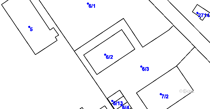 Parcela st. 6/2 v KÚ Bučovice, Katastrální mapa