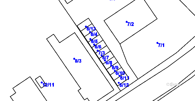 Parcela st. 7/3 v KÚ Bučovice, Katastrální mapa