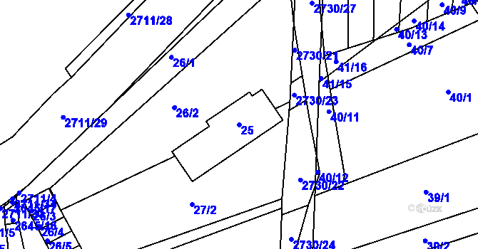 Parcela st. 25 v KÚ Bučovice, Katastrální mapa