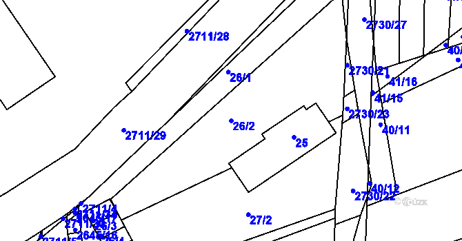 Parcela st. 26/2 v KÚ Bučovice, Katastrální mapa