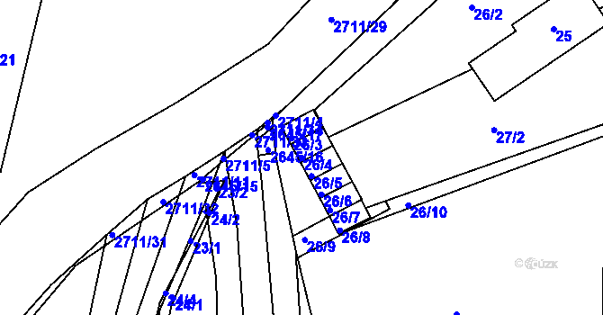 Parcela st. 26/4 v KÚ Bučovice, Katastrální mapa