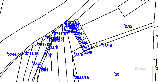 Parcela st. 26/6 v KÚ Bučovice, Katastrální mapa