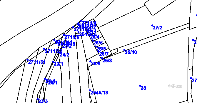 Parcela st. 26/7 v KÚ Bučovice, Katastrální mapa