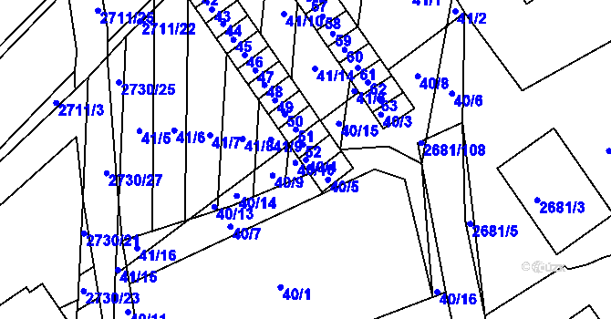 Parcela st. 40/4 v KÚ Bučovice, Katastrální mapa