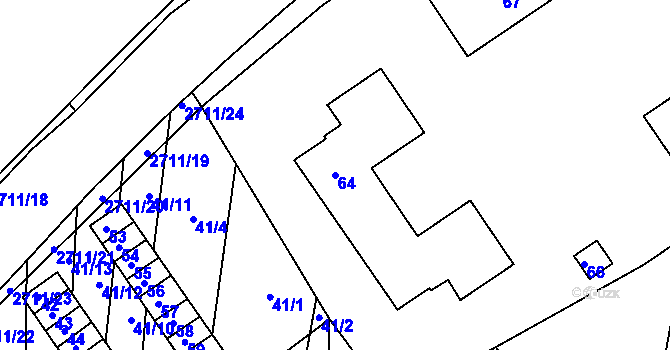 Parcela st. 64 v KÚ Bučovice, Katastrální mapa