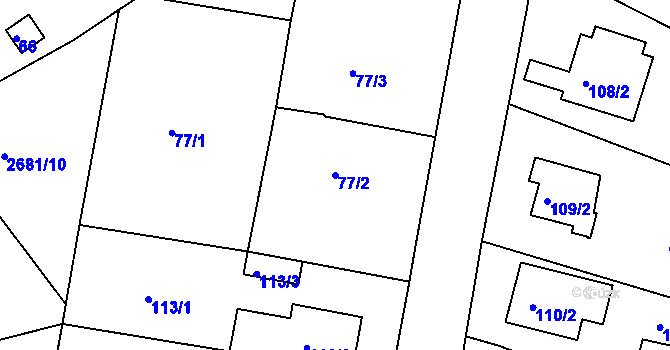 Parcela st. 77/2 v KÚ Bučovice, Katastrální mapa