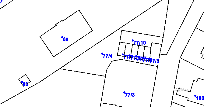 Parcela st. 77/4 v KÚ Bučovice, Katastrální mapa