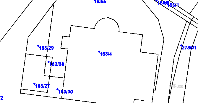 Parcela st. 163/4 v KÚ Bučovice, Katastrální mapa