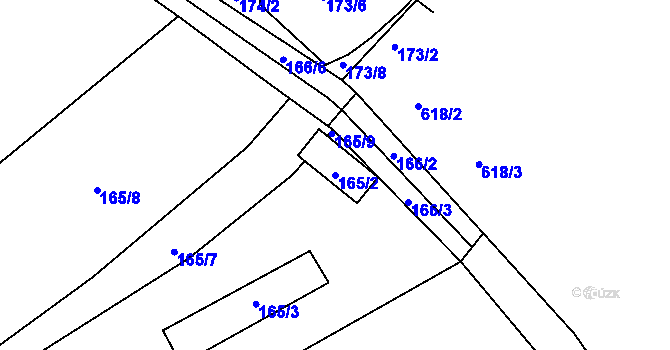 Parcela st. 165/2 v KÚ Bučovice, Katastrální mapa