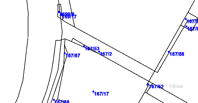 Parcela st. 167/2 v KÚ Bučovice, Katastrální mapa