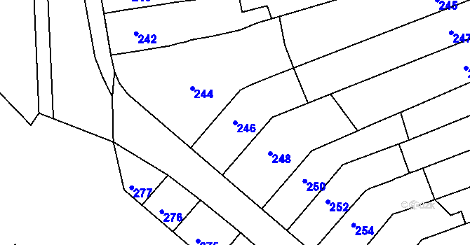 Parcela st. 246 v KÚ Bučovice, Katastrální mapa