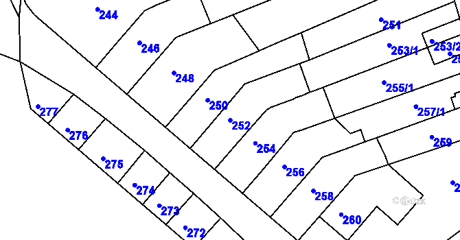 Parcela st. 252 v KÚ Bučovice, Katastrální mapa
