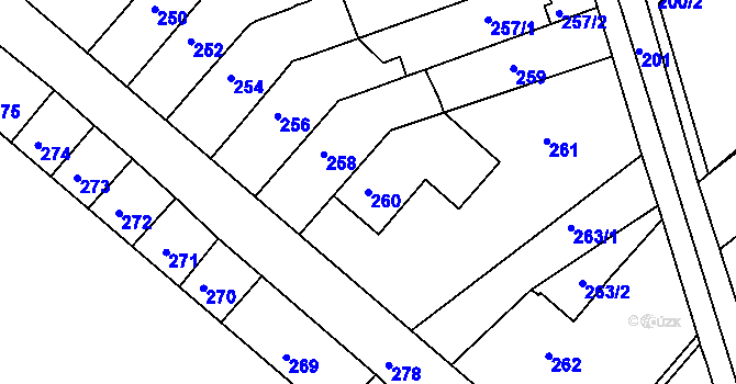 Parcela st. 260 v KÚ Bučovice, Katastrální mapa