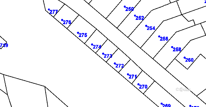 Parcela st. 273 v KÚ Bučovice, Katastrální mapa