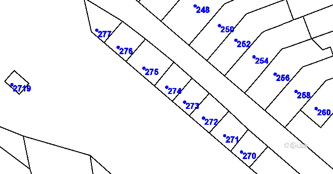 Parcela st. 274 v KÚ Bučovice, Katastrální mapa