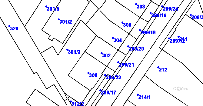 Parcela st. 302 v KÚ Bučovice, Katastrální mapa