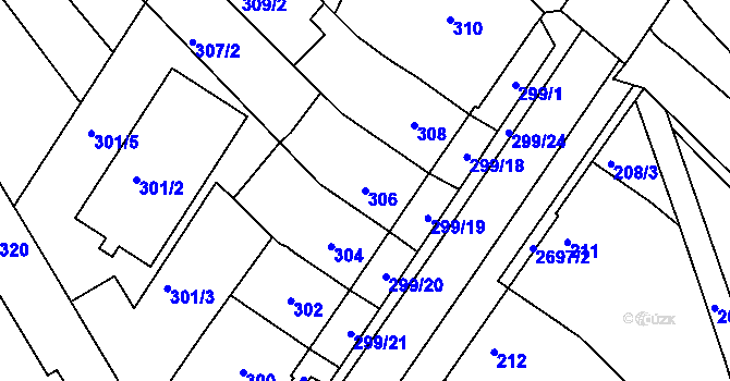 Parcela st. 306 v KÚ Bučovice, Katastrální mapa