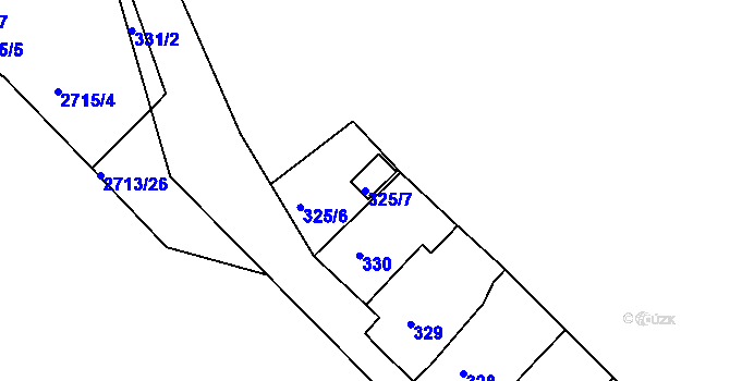 Parcela st. 325/7 v KÚ Bučovice, Katastrální mapa