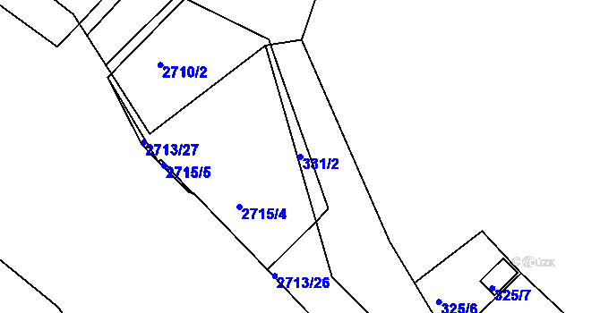 Parcela st. 331/2 v KÚ Bučovice, Katastrální mapa