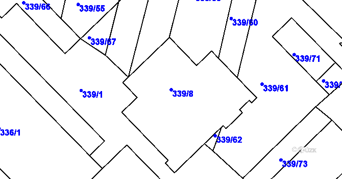 Parcela st. 339/8 v KÚ Bučovice, Katastrální mapa